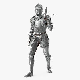 3D Polished Knight Plate Armor Walking Pose